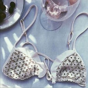 For Love and Lemons white lace bikini top XS